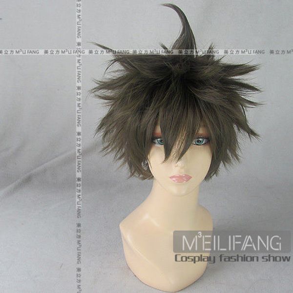 

180 danganronpa2 hinata hajime short tea brown cosplay wig, Black