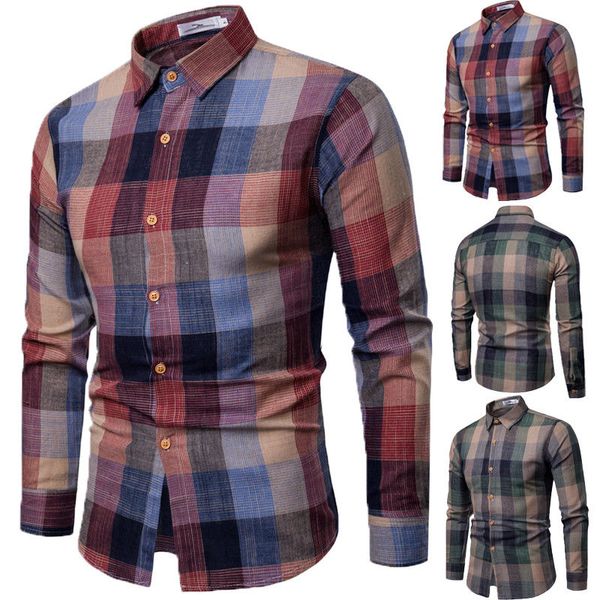 

2019 new style fashion button dress shirt slim long sleeve fit business formal cotton plaid shirts, White;black