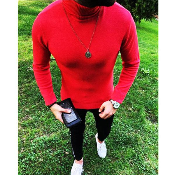 

solid color mens designer sweaters casual sample slim long sleeved high collar thin pullover sweaters fashion mens sweaters, White;black