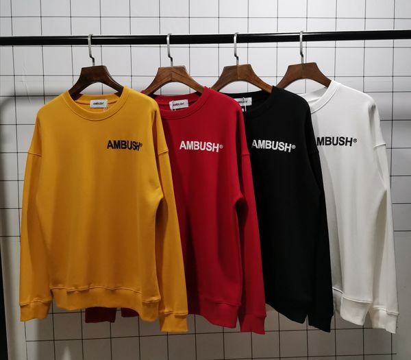 

ambush mens designer hip-hop high street men and women couples letter ambush printed tide brand basic pure cotton wool sweater, Black