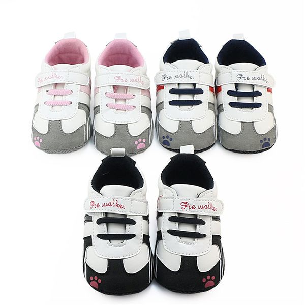 

arloneet baby shoes shoes sports sneakers newborn baby boys girls stripe pattern infant toddler soft anti-slip 11, Black