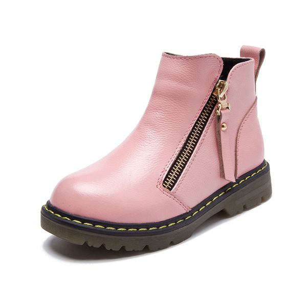 

winter baby girl toddler martin boot children genuine leather pink boot kid fashion black boot, Black;grey