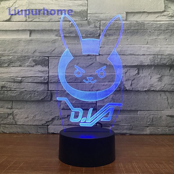 

3d led light cartoon cute rabbit children bedroom colorful change party decor eu plug night light christmas gifts