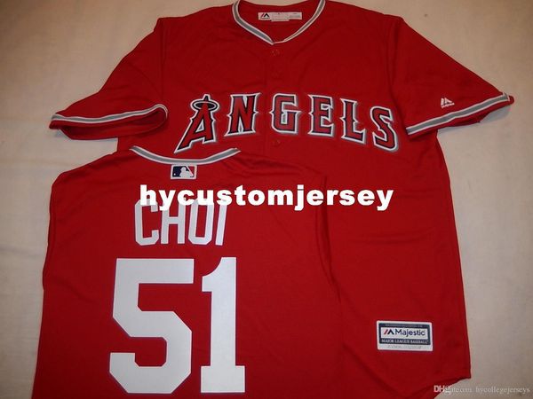 

custom majestic anaheim #51 ji-man choi "cool base" baseball jersey red mens stitched jerseys big and tall size xs-6xl for sale, Black;blue