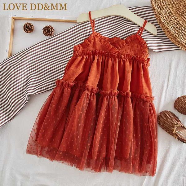

love dd&mm girls dresses 2020 summer new children's wear girls foreign style sleeveless baby mesh sling princess dress, Red;yellow