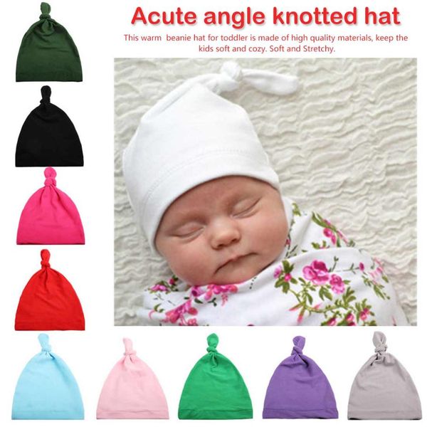 

0-24m autumn newborn baby boys girls warm hat kids solid color beanies knotted cap sleep wear cap soft boys girls hats beanie, Yellow