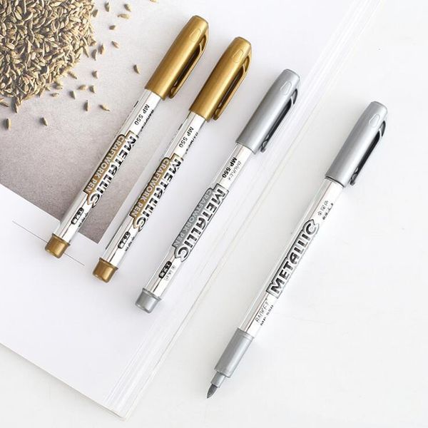 

gold silver craft pen colorful highlighters promotional markers gift stationery, Black;red
