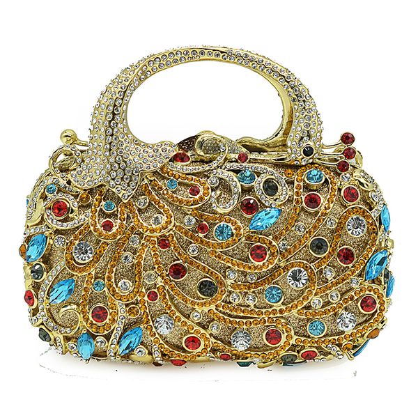 

4 colors crystal women evening clutch bags xiyuan diamonds purse hollow out ladies party bag female gold metal clutches handbags