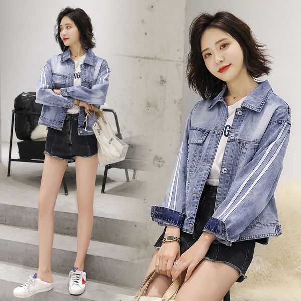 

2020 new jackets womens denim loose pockets single breasted classic basic all-match korean style for womens students simple n3, Black;brown