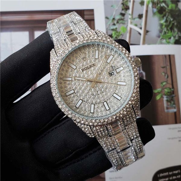 

colors mens fashion watch royal oak luxury designer diamond iced out watches stainless steel bling quartz ap movement party wristwatch dfg1, Black;brown