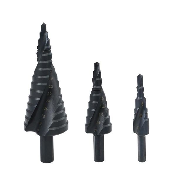 

3pcs 4-32mm hss cobalt step drill bit set nitrogen high speed steel spiral for metal cone triangle shank hole cutter