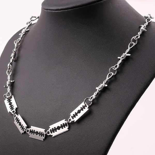

punk gothic blade necklace for men cool silver color party trendy shaver necklace jewelry charm gifts