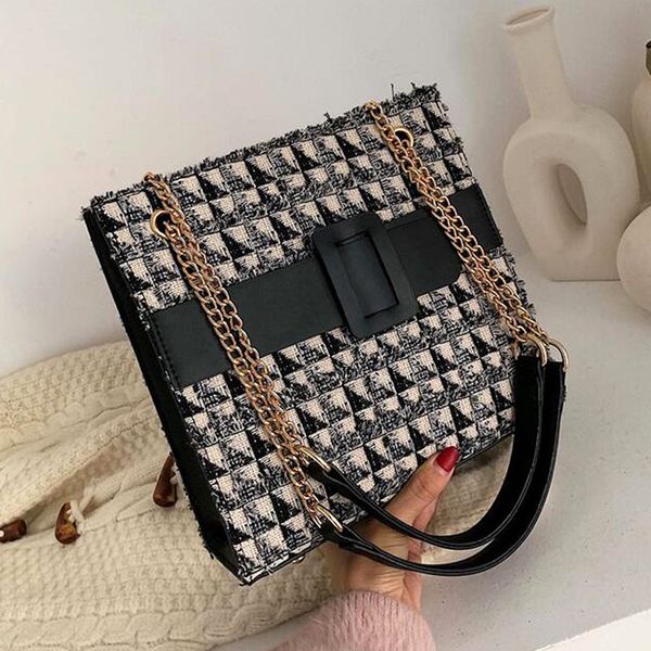 

wool women crossbody bag women's messenger bag new 2019 fashion woolen chain shoulder small square handbag panelled