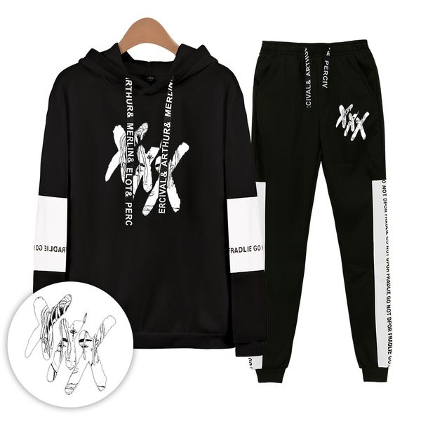 

2019 xxxtentacion hoodies sweatpants men/women hip hop comfortable cotton rapper xxxtentacion two piece sets, Black