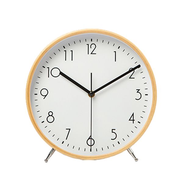 

8 Inch Desk Clocks Battery Operated Wood Silent Non-Ticking Large Numerals Analog Table Clock Round Sweep Quartz Movement