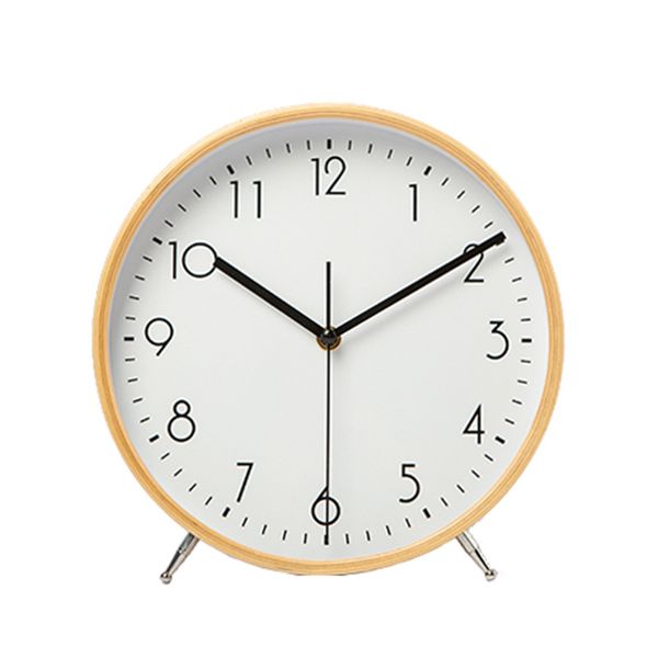 

8 Inch Desk Clocks Battery Operated Wood Silent Non-Ticking Large Numerals Analog Table Clock Round Sweep Quartz Movement