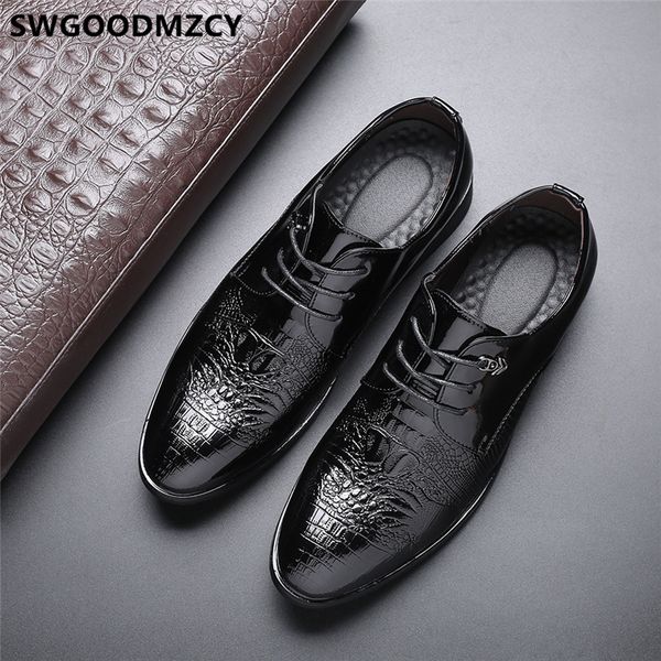 

crocodile shoes black leather office shoes men formal dress oxford suit men wedding chaussure homme classique sepatu pria