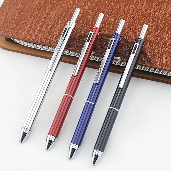 

4 in 1 metal promotions 3 colors metal mechanical pencil school office stationery ballpoint pens writing pens gift, Black;red