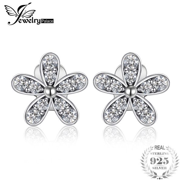 

jewelrypalace 925 sterling silver earrings cubic zirconia stud earrings unique design fashion jewelry dazzling daisy gifts new, Golden;silver