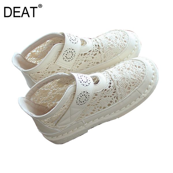 

deat] 2019 new spring summer single round toe hook lace mesh hollow out casual simple flat shoes women fashion tide 10b148, Black