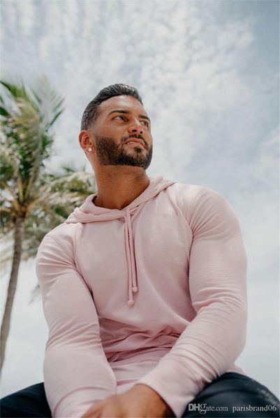 

mens конструктора толстовка камуфляж с капюшоном прямого casual male tshirts solid gym пуловер мода мальчики толстовка, Black