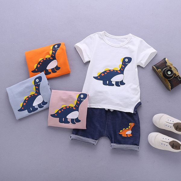 

boy baby clothes sets children clothing summer short sleeve tracksuit for boys sport suits animal costume for kids clothes, White