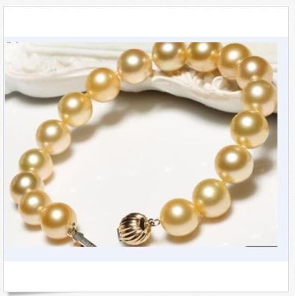 

huge elegant 10-11mm south sea roung gold pearl bracelet 7.5-7inch 925s, Black