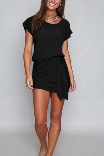 

summer dress short sleeve short fund dress, White;black