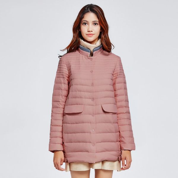 

new 2019 autumn winter cocoon design thin casual down jacket women stand collar warm down coat outerwear, Black