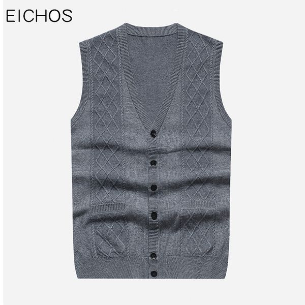 

2019 mens cardigan vest v neck casual jacquard sleeveless sweater vintage man computer knitted cardigans all-match outerwear, White;black