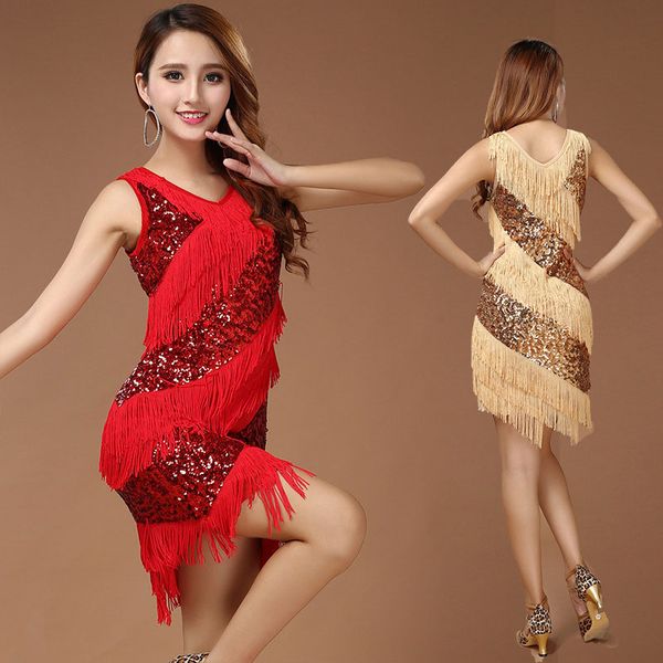 

red latin dance costumes women salsa dancewear dance costume dresses ballroom competition dresses tango fringe latin, Black;red