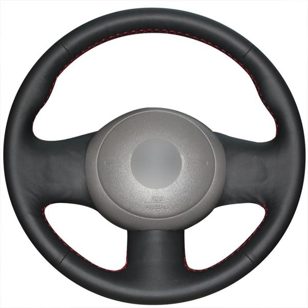 

black genuine leather car steering wheel cover for march sunny versa 2013 almera