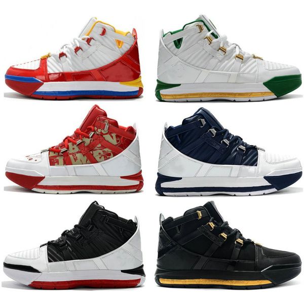 

2019 new #23 zoom iii 3 home superbron men's basketball shoes 3s chaussures sports sneakers eur 40-46, White;red