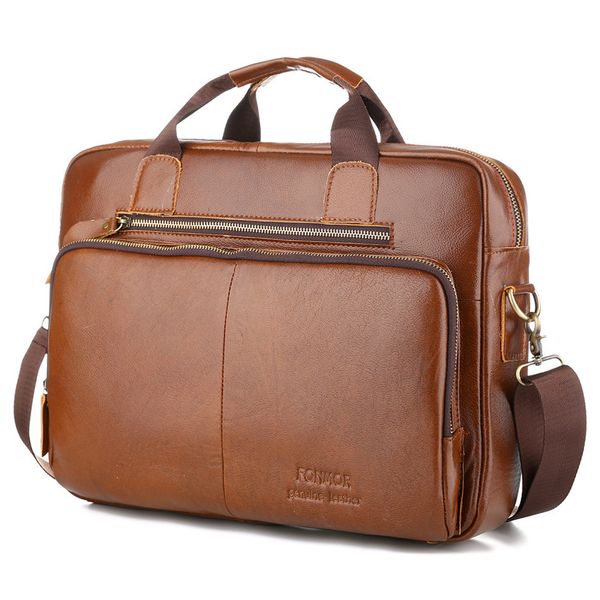 

new luxury cow genuine leather business men's briefcase male hangbags shoulder bag men messenger bag vintage tote computer