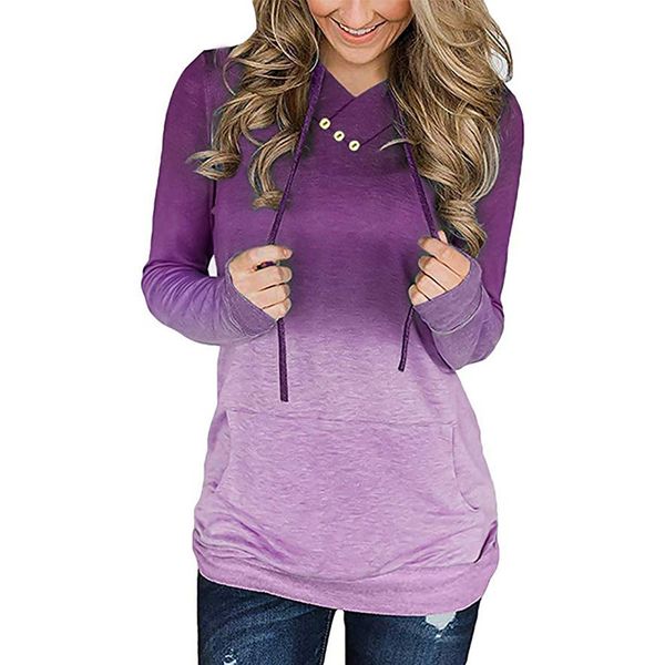 

ladies hoodie - popular autumn/winter 2019 fashion printed strappy pocket button blouse for ladies, Black