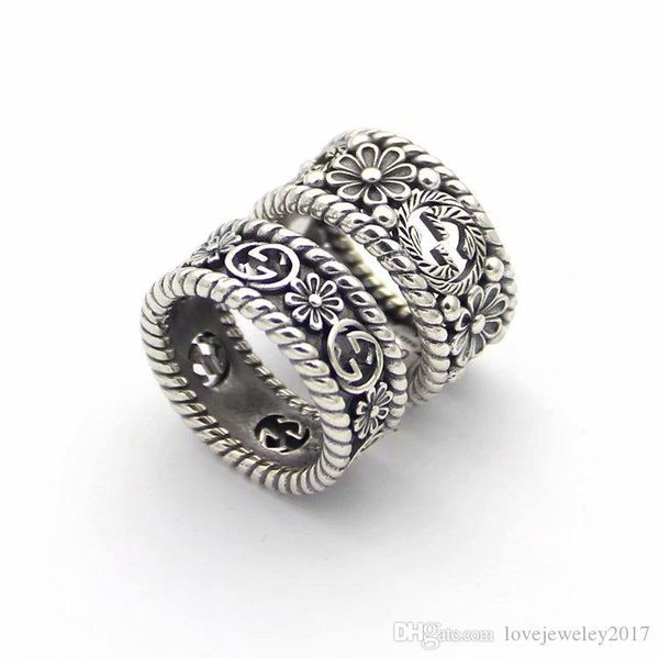 

luxury jewelry couple rings hollow out flowers g wide designer rings titanium steel antique silver sculpture engagement rings for woemn