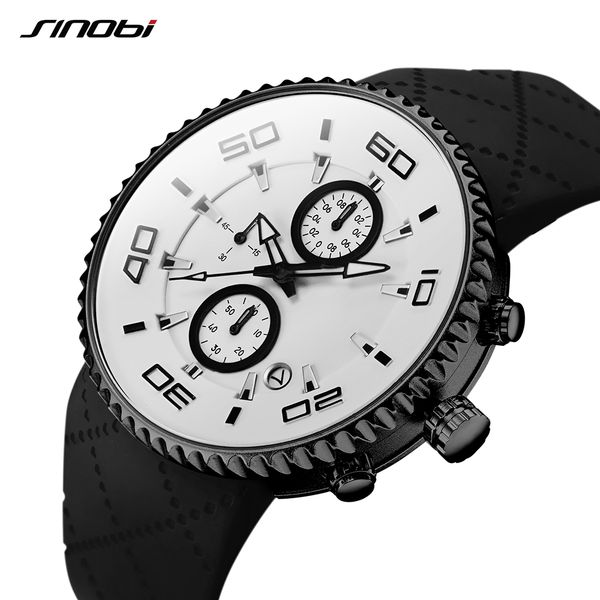 

sinobi sports quartz wrist watches causal mens satch functional watch reloj hombre chronograph mens clock relogio masculino, Slivery;brown