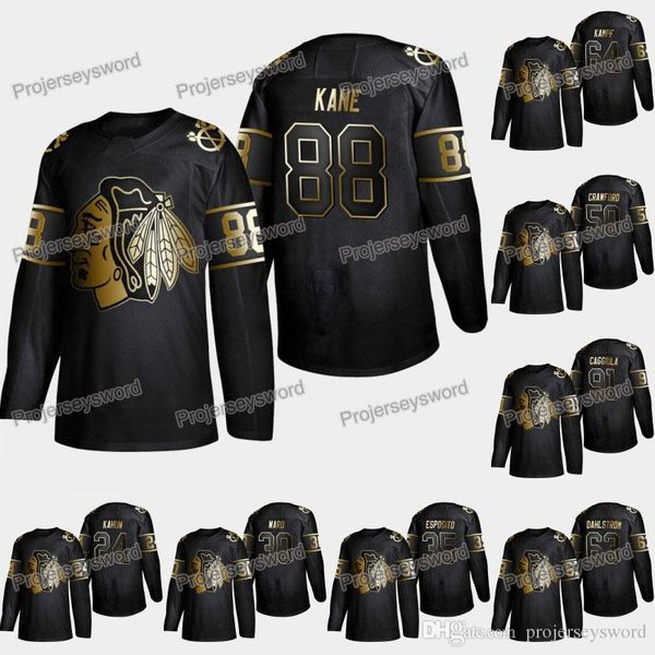 

Chicago Blackhawk Patrick Kane 2019 Golden Edition Jersey Dominik Kahun John Hayden Corey Crawford Carl Dahlstrom Drake Caggiula Jerseys