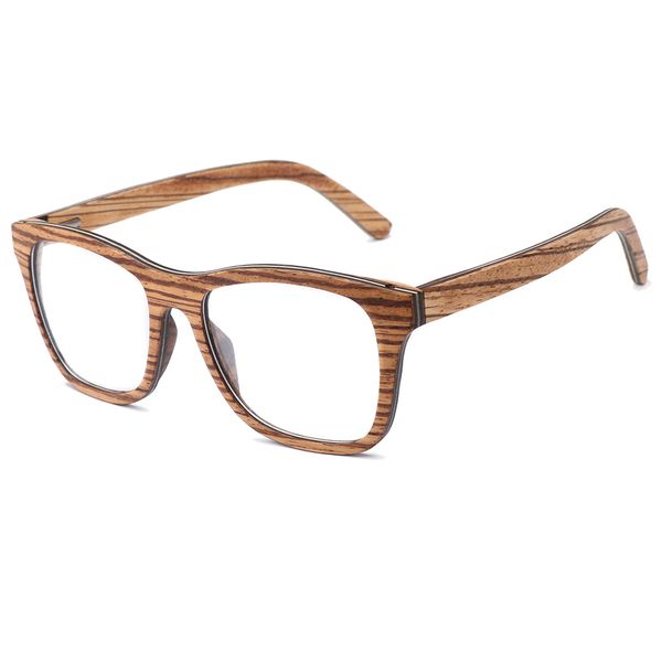 

berwer zebra wood prescription eyeglasses frames for men and women wood optical glasses frame with clear lens, White;black
