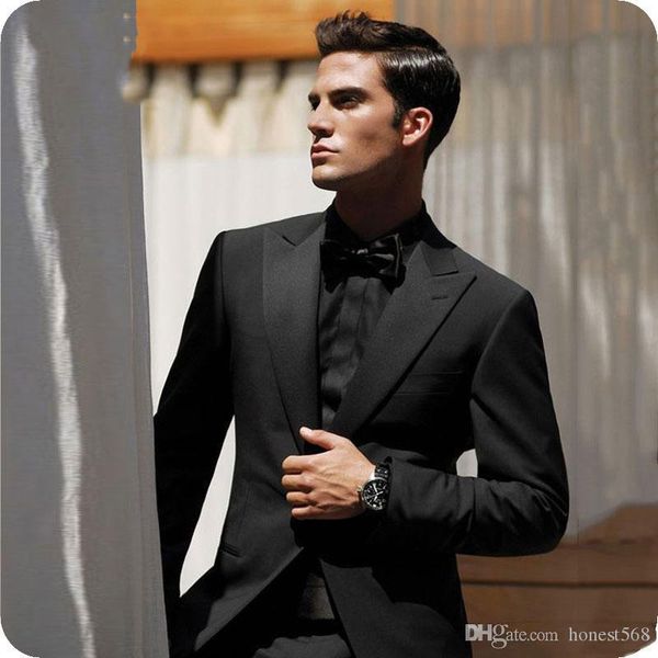 

дешевые и fine one button groomsmen пик нагрудные groom tuxedos мужские костюмы свадебные / пром / dinner best man blazer (куртка + штаны, Black;gray
