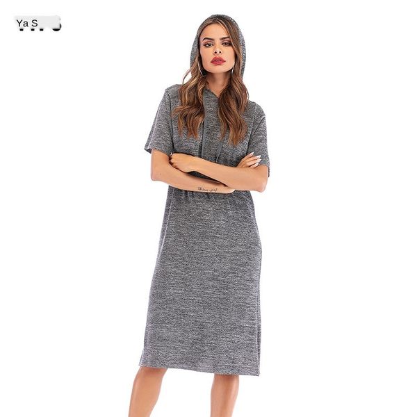 

дизайнер женская свободные шею с коротким рукавом дамы кружева-up большой размер нерегулярные юбка с капюшоном dresssaxg, Black;gray