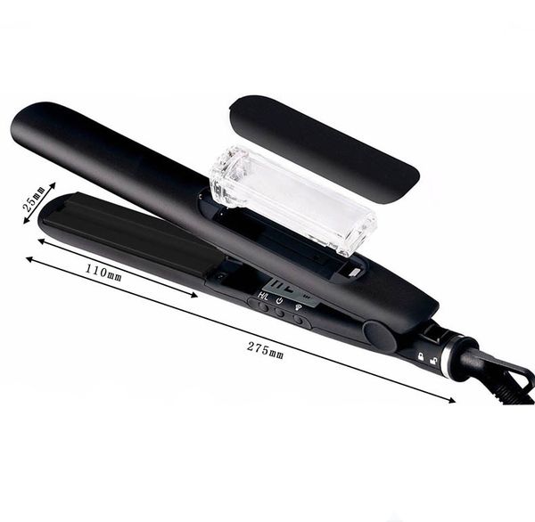 

professional tourmaline ceramic vapor steam hair straightener flat iron fast heating iron salon styler tools, Black