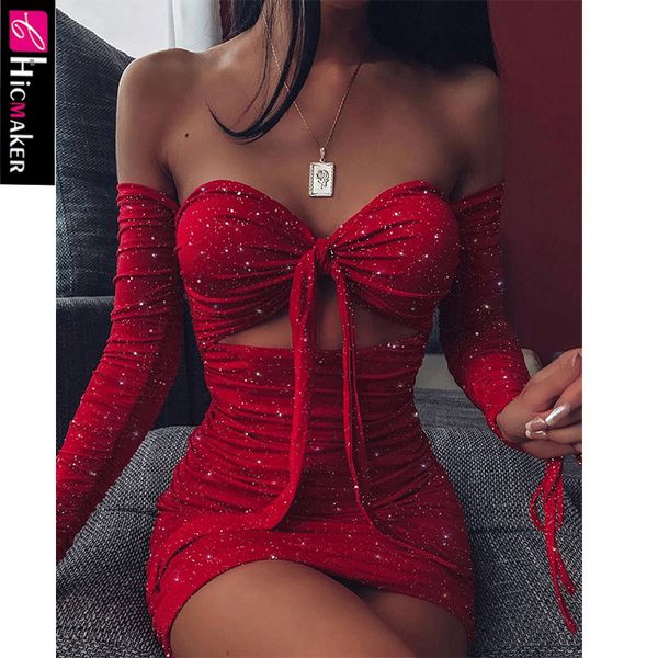 

женщины с блестками плеча ruched bodycon платье сексуальный клуб с длинным рукавом с блестками sparkly night out коктейль платье, Black;pink
