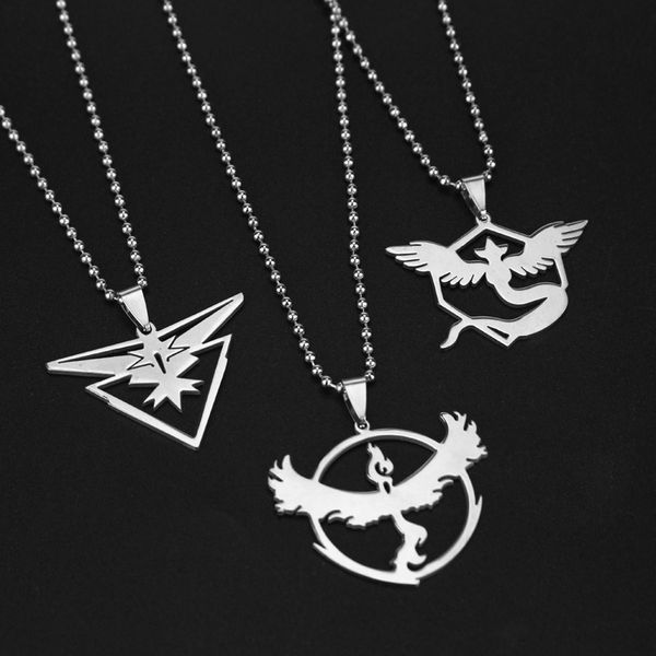

charm pocket monster pendant necklace game anime stainless steel team valor mystic instinct bead chain of women and men toys gifts xd20863