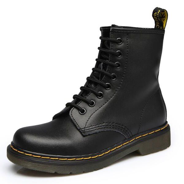 

boot women genuine leather shoes for winter boots shoes woman casual spring genuine leather botas mujer female ankle boots dd449, Black