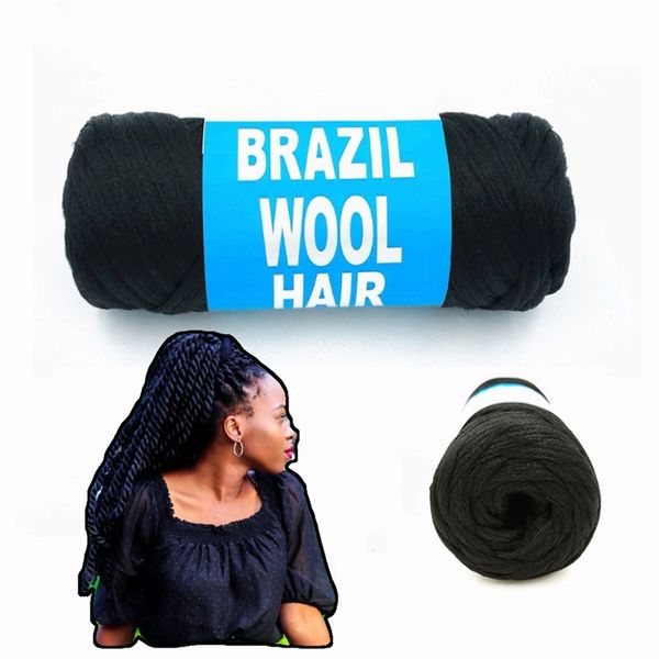 

70g/ball brazilian wool hair yarn for braiding african wig artificial senegalese twisting wig hair attachment knitting salon, Black;white