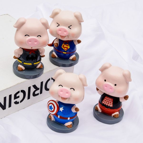 

wholesale] 20pcs car ornaments resin cartoon anime shaking head pig auto decoration accessories craft gift the