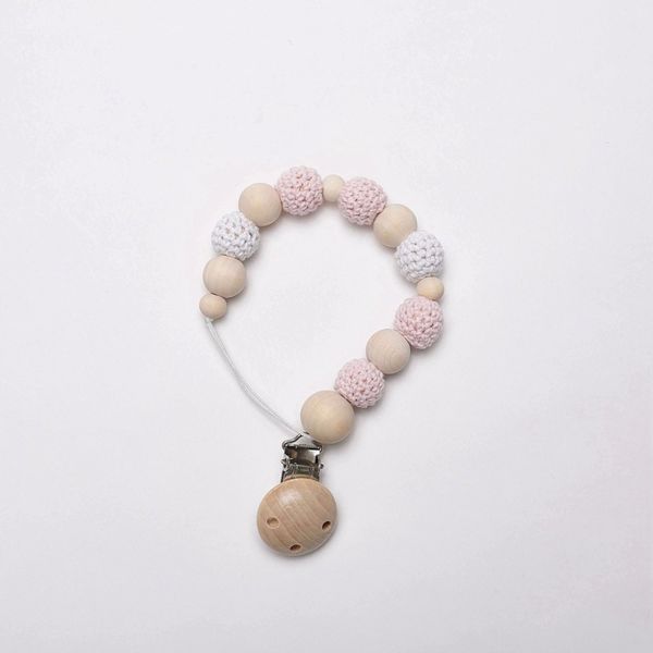

wooden teether 2pc pacifier clip crochet beads food grade beads sensory chewing toy baby chew teether accessories baby toy