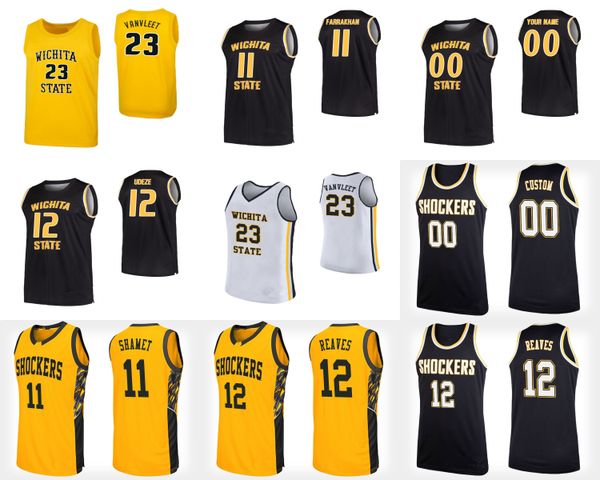 

wichita state shockers jerseys brycen bush jersey 21 jaime echenique 24 morris udeze 32 tate busse college basketball wears custom stithed, Black
