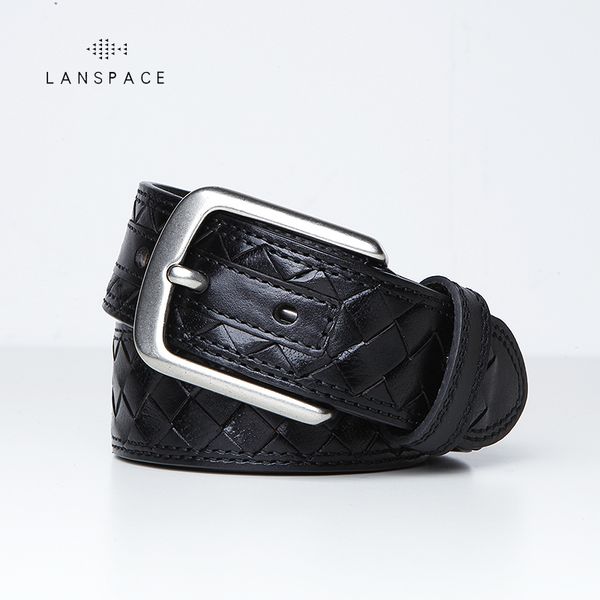 

lanspace leather men's belt woven belts men leather 3.8, Black;brown